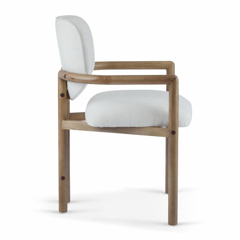 Set of 2 Upholstered Arm Chairs with Rubber Wood Accent Legs