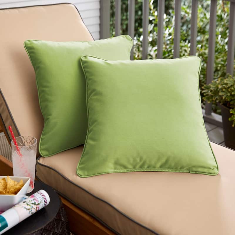 Sorra Home Apple Green Corded Indoor/ Outdoor Pillow Set (Set of 2) - 22 in x 22 in