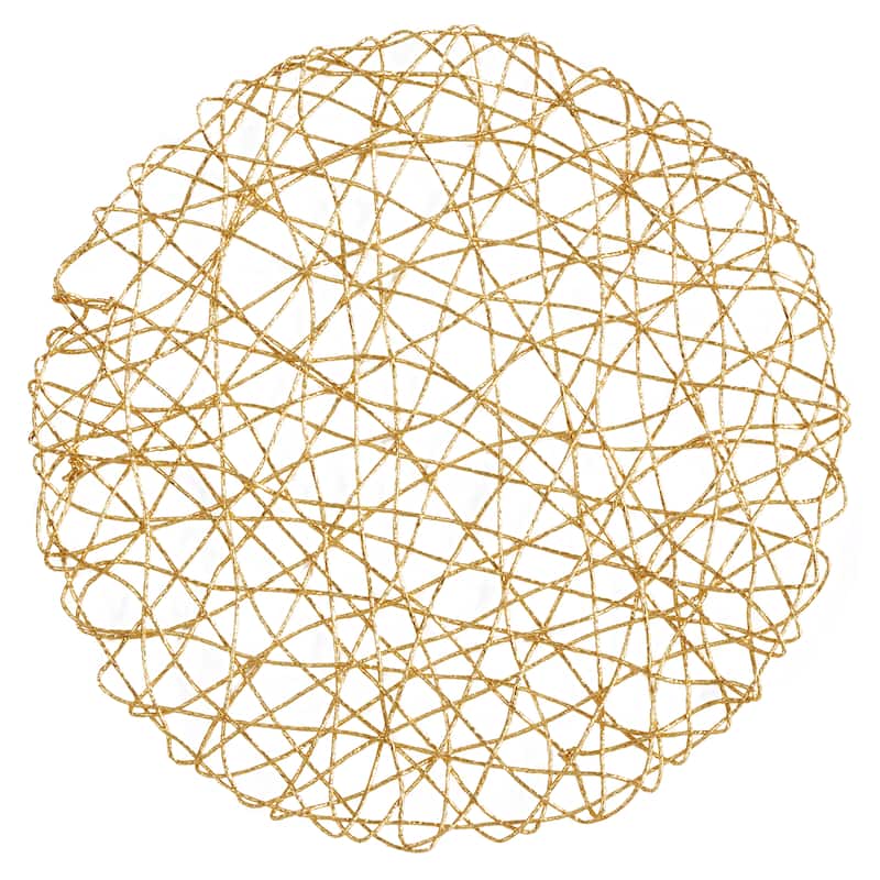 Round Placemats With Wire Nest Design (Set of 4) - Set of 4 - Gold
