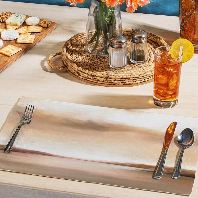 Amber Shore 4-Pack Poly-Cotton Blend Placemats Manufactured in The USA Machine Washable Dryer Safe