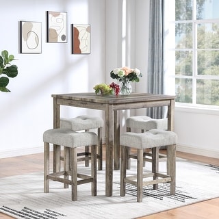 5 Piece Counter Height Bar Table Set Breakfast Nook Small Square Table ...