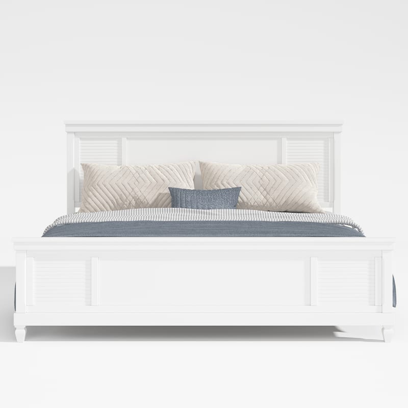 Christopher Knight Home - Elsa Elegant White Solid Wood Platform Bed with Farmhouse Style