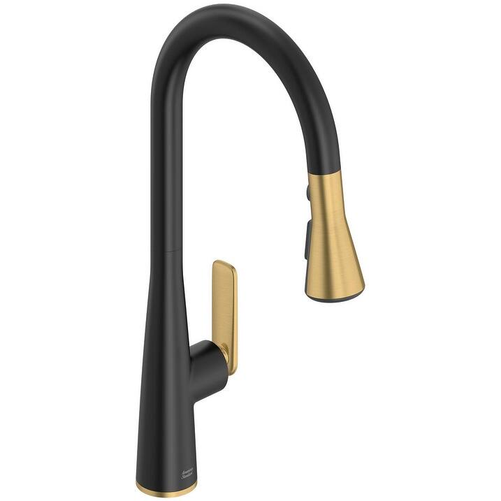 American Standard 104.881 Aspirations 1.8 GPM Single Hole Pull Down - Matte Black / Brush Cool Sunrise
