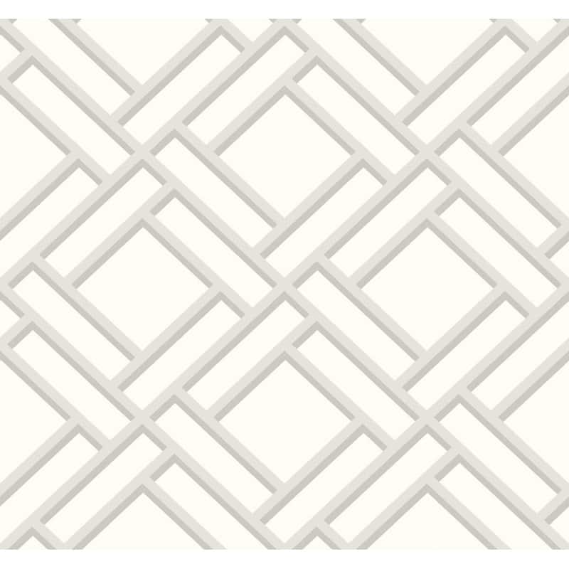 Seabrook Designs Lillian August Block Trellis Unpasted Wallpaper - 27 in. W x 27 ft. L - Metallic Silver and Eggshell