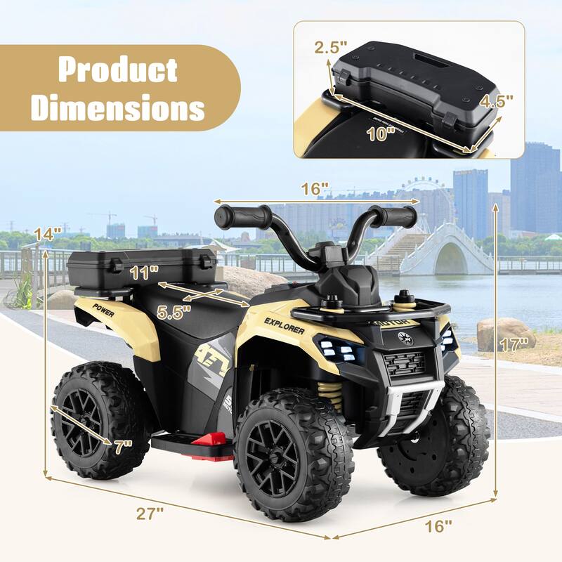 Gymax 6V Kids Ride On ATV w/ Music & Spray Function USB Port Storage