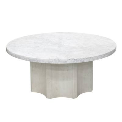 40" Round Cocktail Table with Marble Top - 40" W x 40" D x 17" H