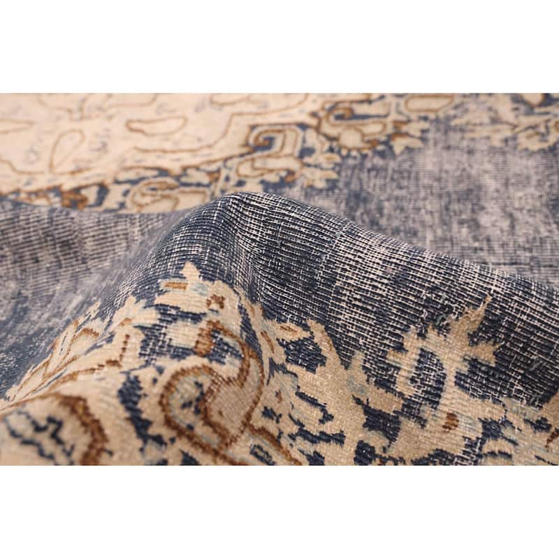 ECARPETGALLERY Hand-knotted Antalya Vintage Navy Wool Rug - 8'9 x 11'11