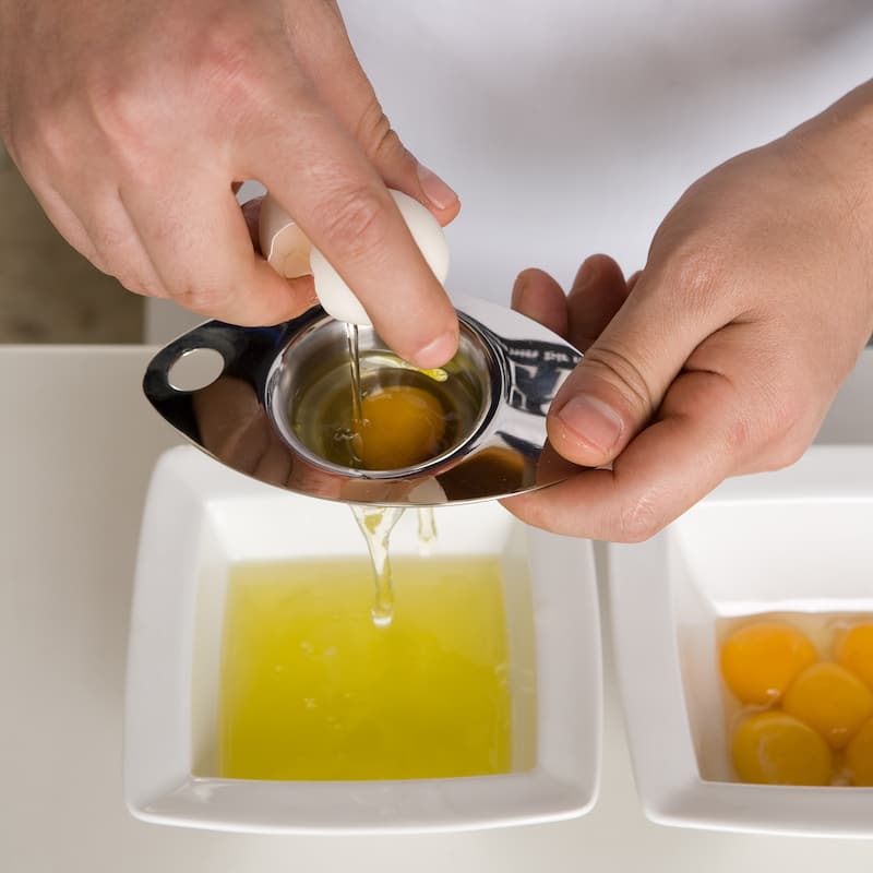 Egg Separator Stainless Steel Egg Yolk Separator Kitchen Baking Tool Egg Shape - Silver