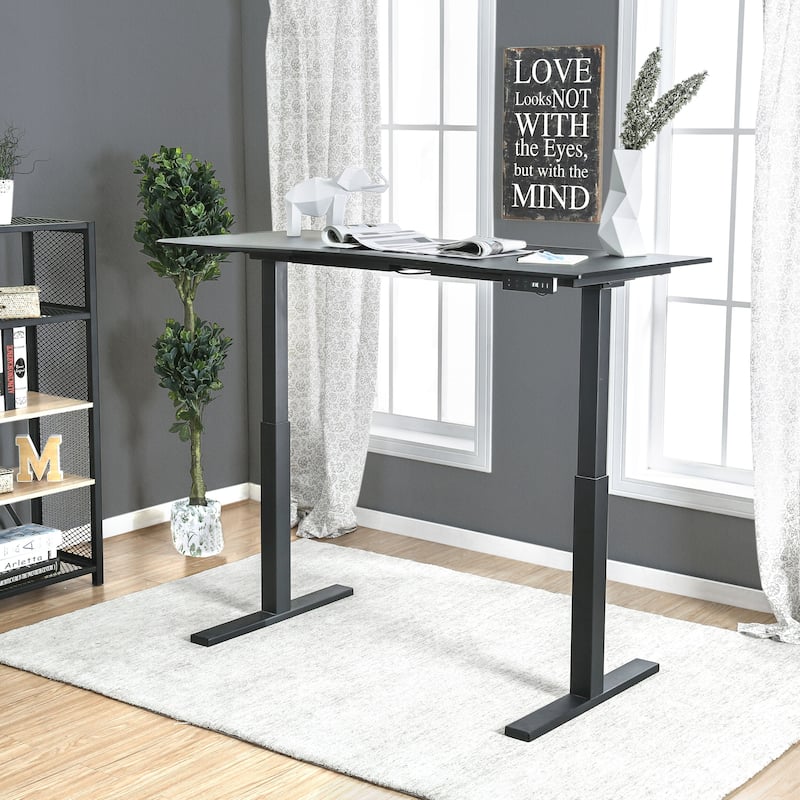 Furniture of America Hix Industrial Adjustable Standing Desk - Black-Large