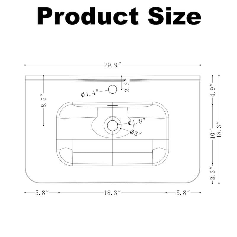 Wall Mounted Bathroom Vanity with Ceramic Basin
