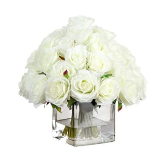 13-in Artificial Rose Arrangement in Glass Vase