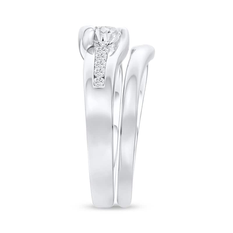 1/2 ct TDW Dimaond Bypass Bridal Set in Silver for Women