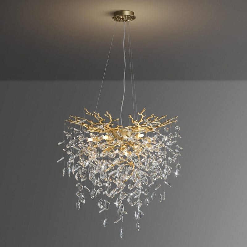 Modern Round Branch Crystal Chandelier, 600-1200mm Diameter, Marquise Cut Crystal Pendant Light