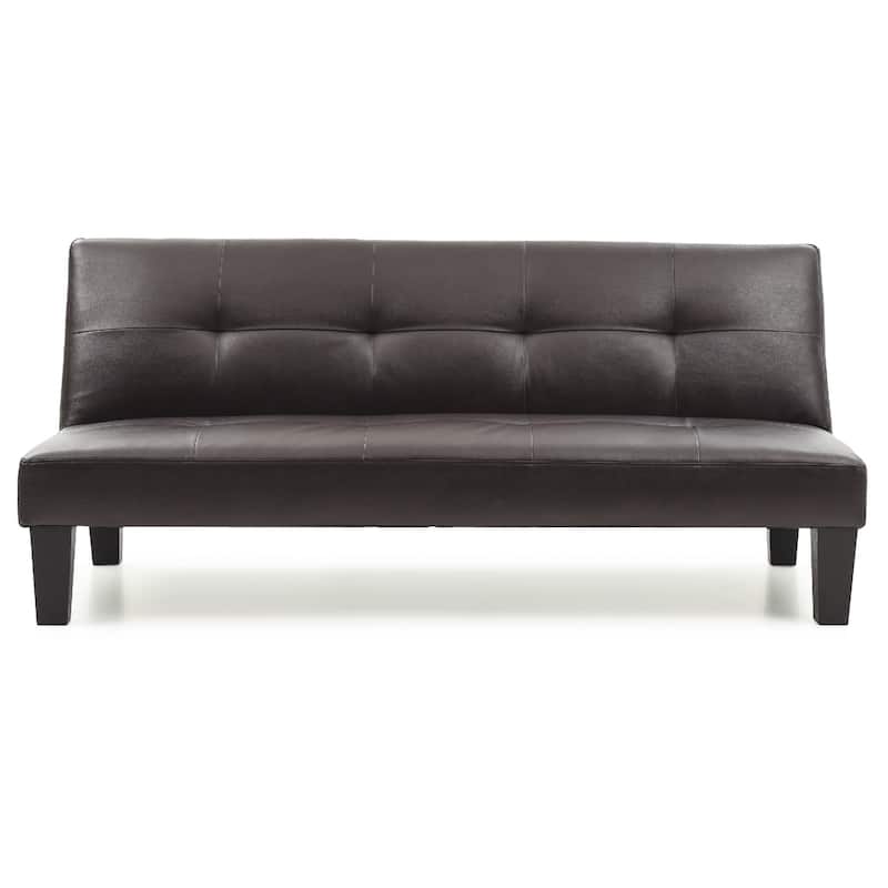 Faux Leather Tufted Straight Armless Sofa - 67" - Dark Brown