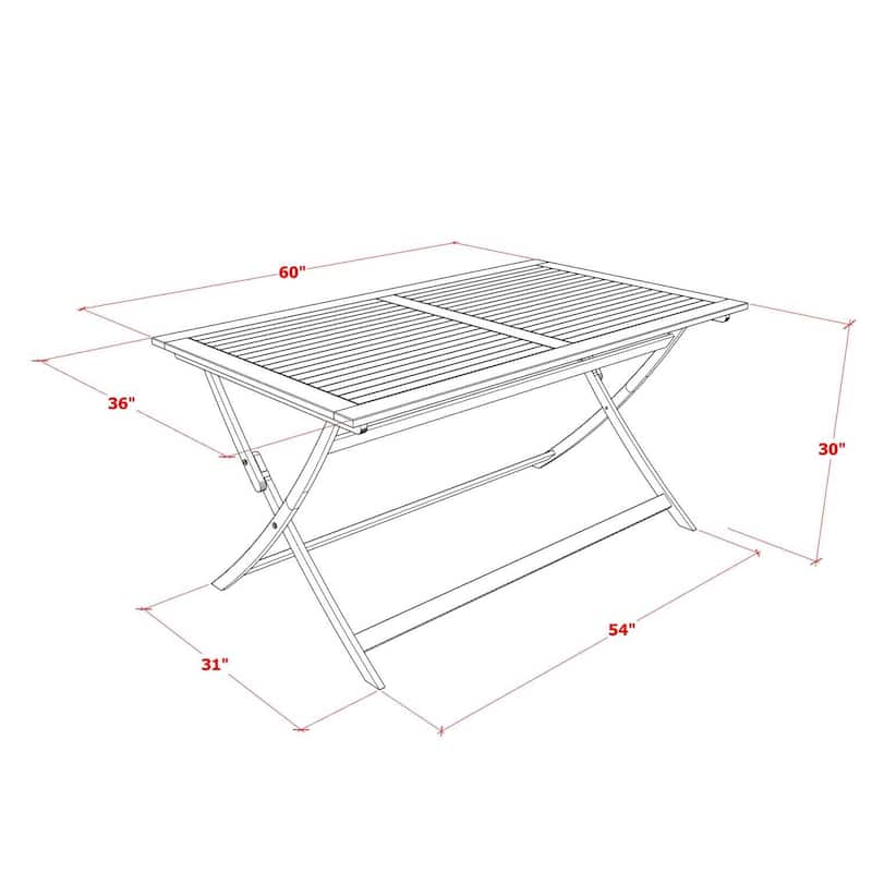 Rectangle Dining Table - Acacia Wood Butterfly Leaf Table, 36x60 Inch, Natural Oil Finish - 60