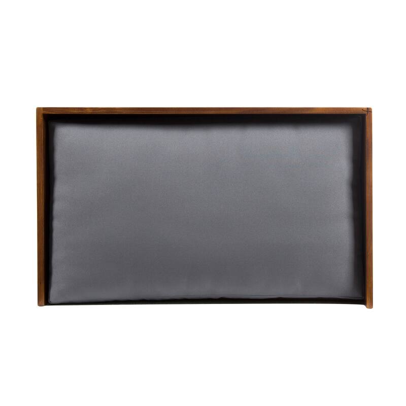 Roomfitters Solid Wood Pet Bed, Mid-Century Modern Frame with Cushion, Indoor Lounge in Walnut Brown