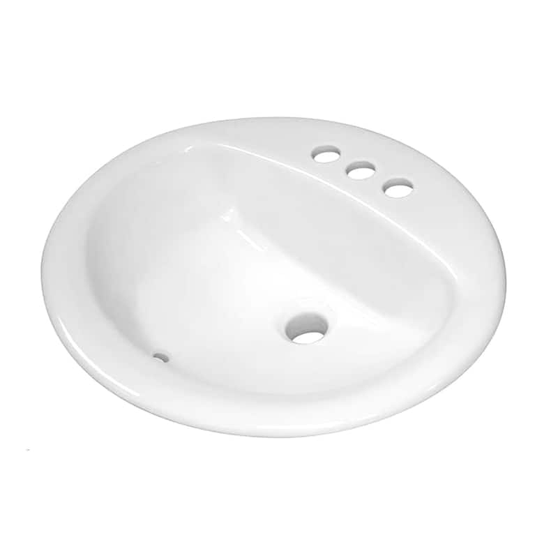 Highpoint Collection White Oval Porcelain Vitreous China Drop-in Vanity Sink