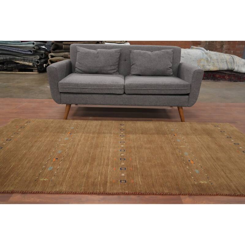 Hand Knotted Oriental 100% Wool Carpet Tribal Animal Pictorial Brown Gabbeh Area Rug - 8' 1'' X 4' 1''