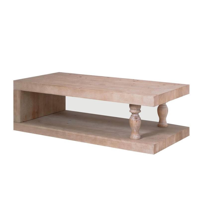 Coffee Table 2-Tiered Wood Tabletop Table, Rectangle Cocktail Tea Table
