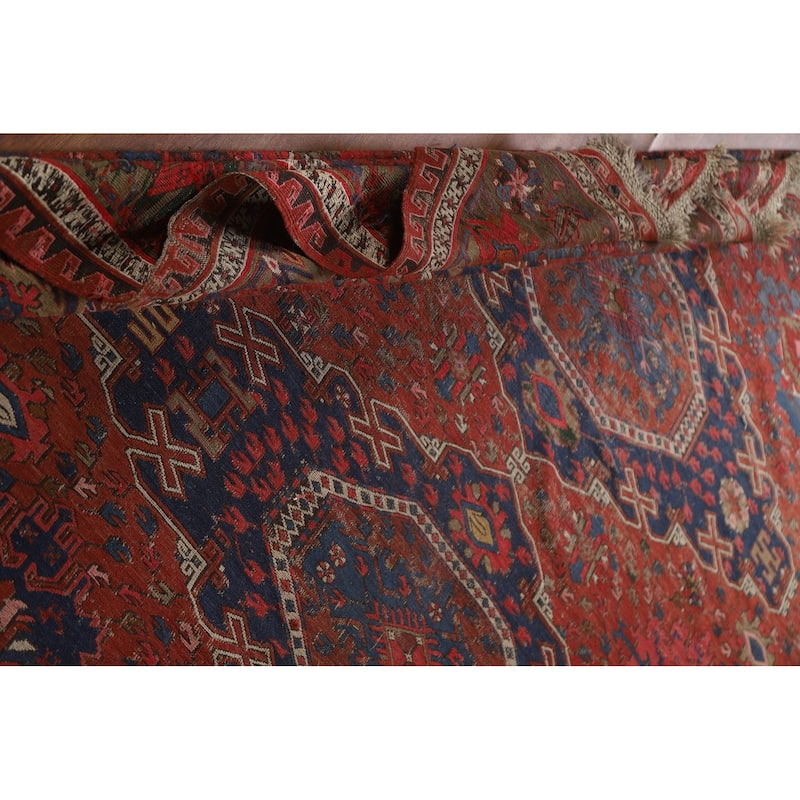 Pre-1900 Antique Sumak Persian Area Rug Flatweave Wool Carpet - 7'7"x 9'10"