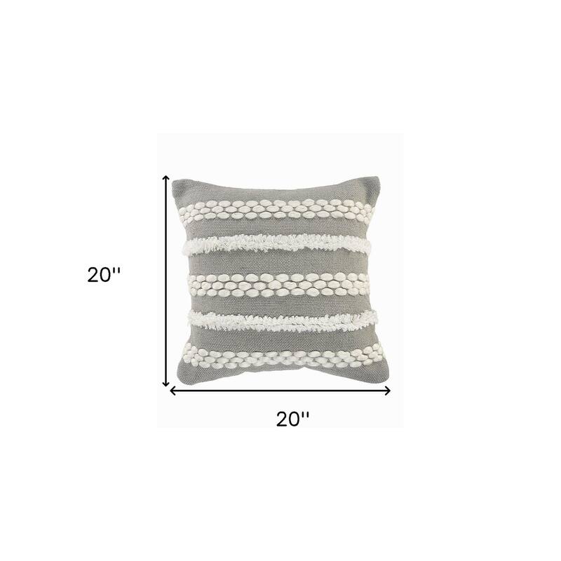 HomeRoots 20" Gray and White Geometric Indoor Outdoor With Texture - 20