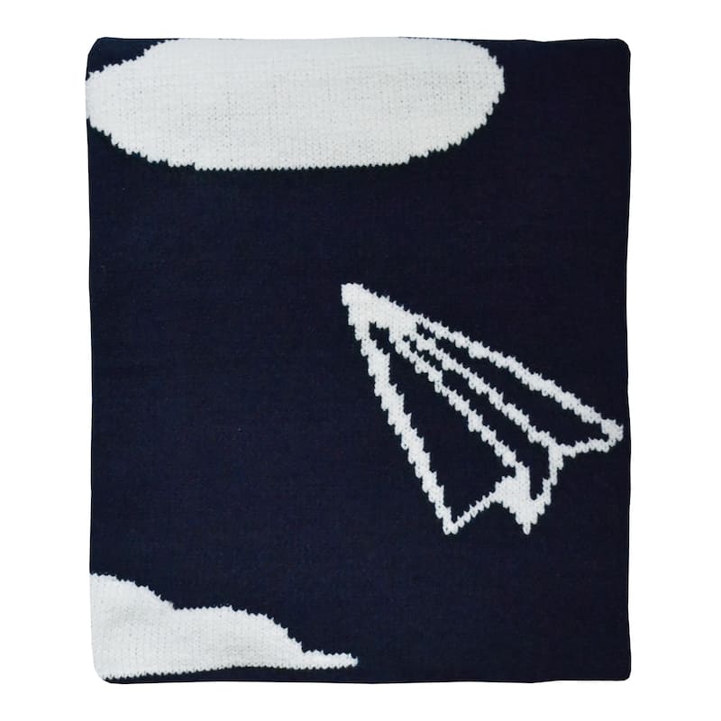 Hello Spud Chenille Paper Airplanes Blanket - 40"x30"