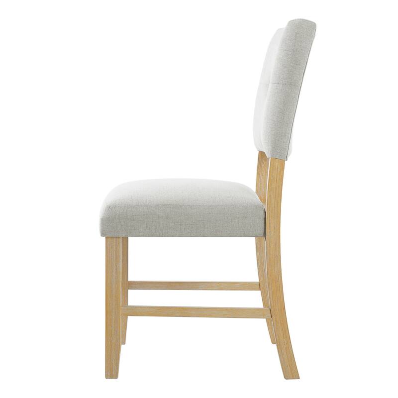 Roomfitters Wooden Dining Chairs Set of 4, Upholstered Kitchen Side Chairs with Solid Wood Legs and Padded Seat, Beige+Natural
