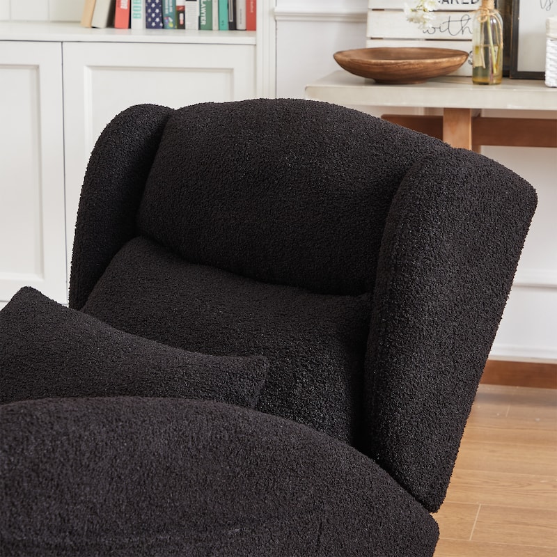Modern Accent High Backrest Living Room Lounge Arm Rocking Chair, Two Side Pocket