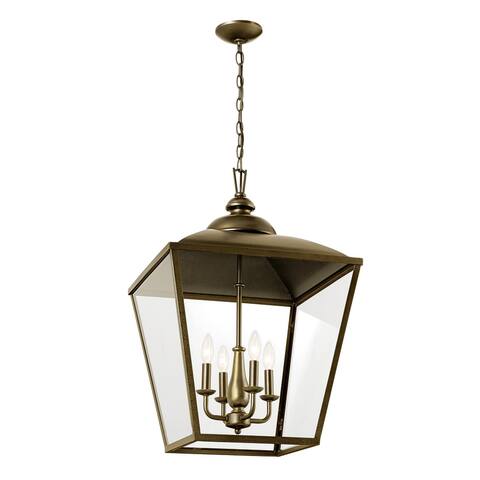 Kichler Lighting Dame 27 inch 4-Light Foyer Pendant Character Bronze with Clear Glass