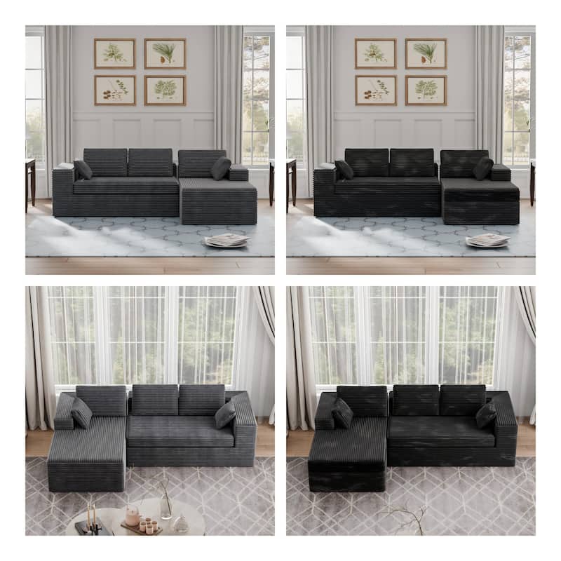 Modland 108" Boneless Cloud Couch, Modular L-Shaped Sectional Sofa, No Assembly, Corduroy