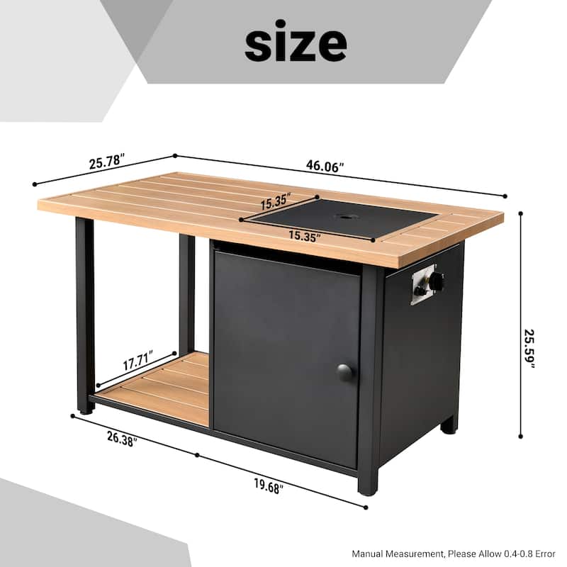 HOOOWOOO Outdoor Patio 46" Luxury Multifunctional Fire Pit Table