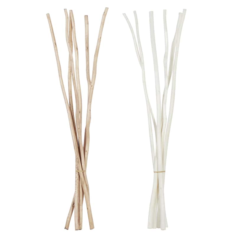 Dried Plant Pigeon pea Tall Sticks Home Decor Natural Foliage - Set of 2 White - Roche River Decor - White