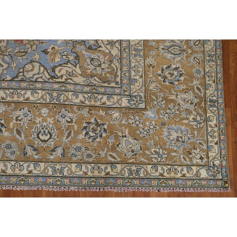 Hand Knotted Oriental 100% Wool Carpet Traditional Floral Red Kashan Area Rug - 12' 5'' X 9' 5''