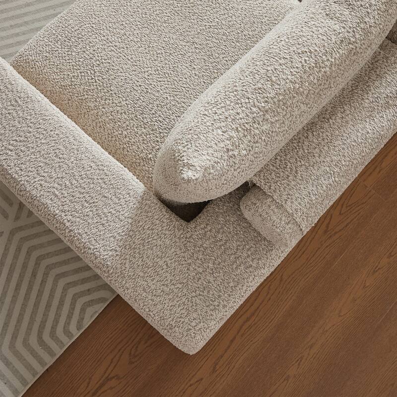 Curved Sectional Sofa with L-Shape Chaise, Chenille Upholstered Boneless Cloud Sofa, Modular 4 Seat Corner Sofa with Cushions