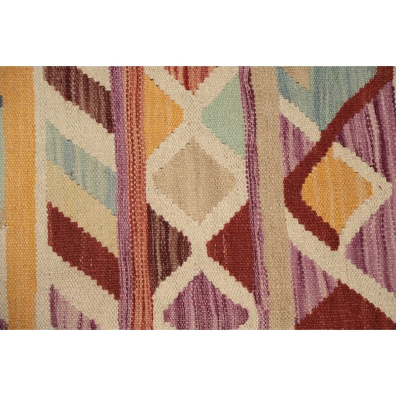 Hand Woven Oriental 100% Wool Carpet Southwestern Modern Multi-Colored Kilim Area Rug - 4' 10'' X 3' 1''