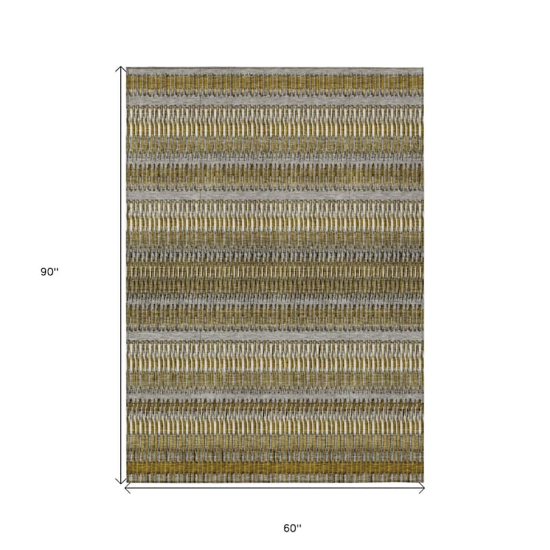 HomeRoots Striped Transitional Rectangle Outdoor Rug
