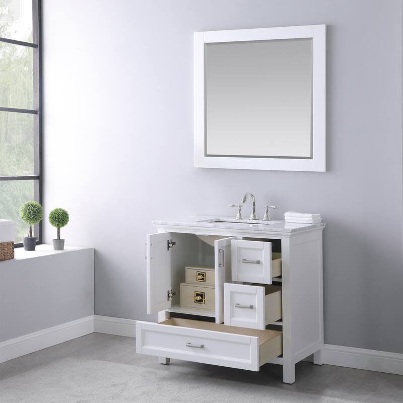 Altair Isla Single Bathroom Vanity Set and Aosta White Countertop with Mirror