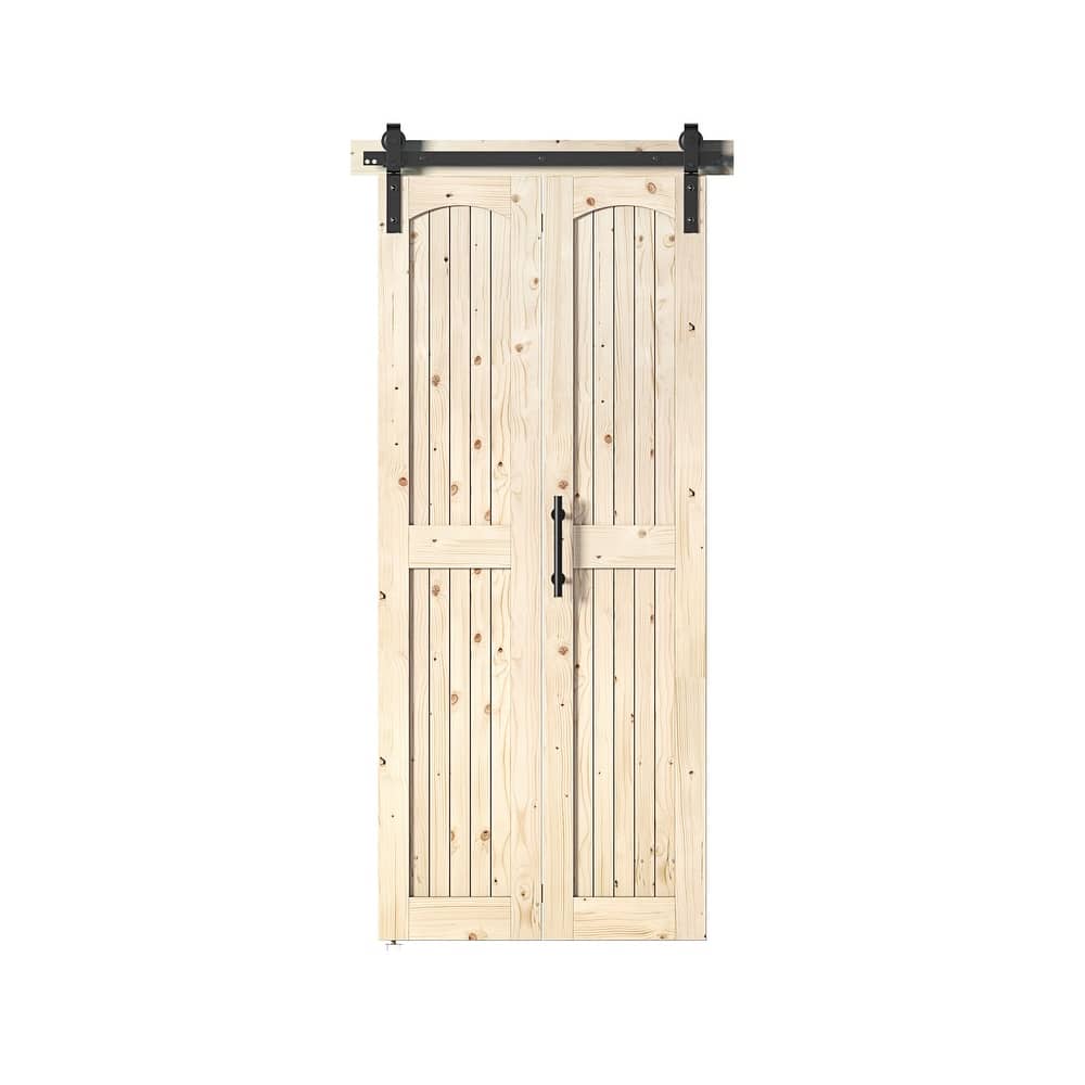 Coast Sequoia Arch Top 30in./36in./48in./60in./72in./96in. x 84in. Knotty Pine Wood Unfinished Bi-Fold Door With Hardware Kit