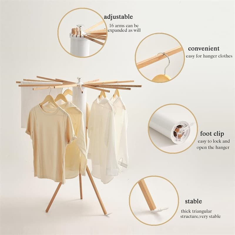 Drying Rack Clothing,Clothes Drying Rack Foldable Portable - 35.4"D x 35.4"W x 37.8"H