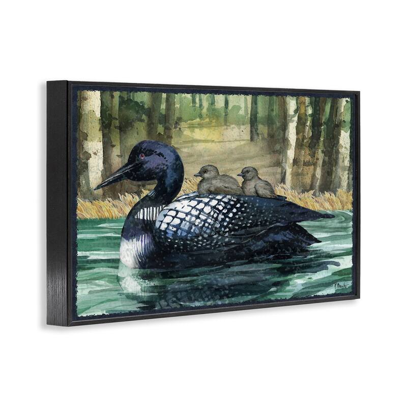 Stupell Loon Family on Lake Framed Giclee Art Design By Paul Brent