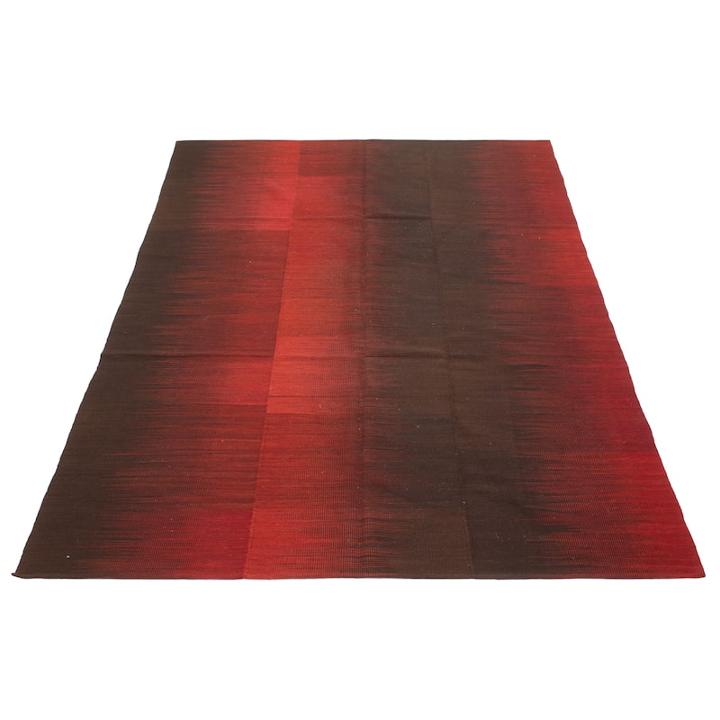 ECARPETGALLERY Flat-Weave Ankara FW Red Wool Kilim - 6'8 x 9'3