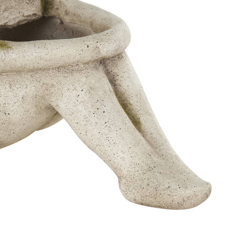 Cream Polystone Sitting People Indoor Outdoor Planter - 8"W x 16"L x 17"H