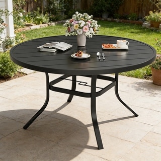 48 inch black iron patio table with umbrella hole MFSTUDIO 5 Pcs Dining Set fo 4, 42" Round Wrought Every weekend you can eat outdoors with your dear ones at this table and it provides great peace of mind Umbrella Iron Patio Dining Sets