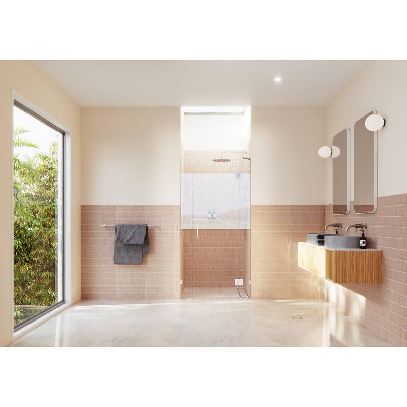 Glass Warehouse 39 in. W x 78 in. H Glass Hinged Pivot Frameless 3 Panel Inline Shower Door in