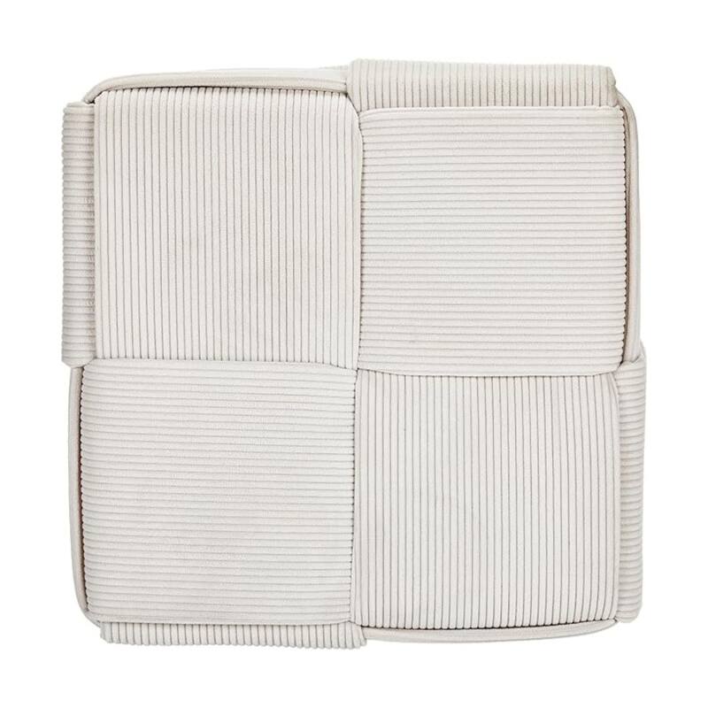 Esme Checker Weave Corduroy Accent Stool with Soft Fabric