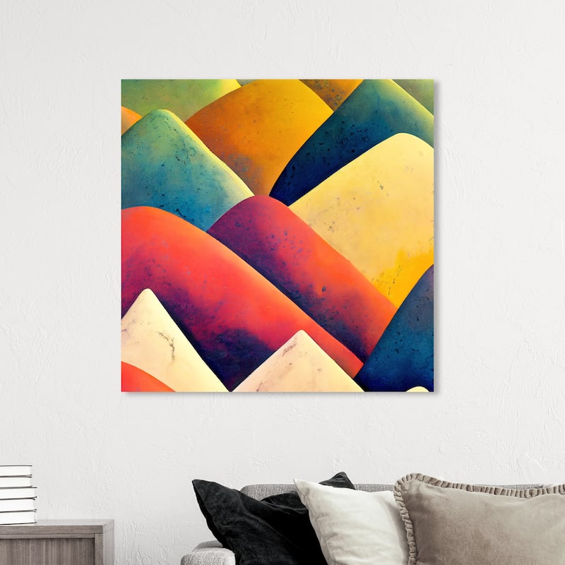 Wynwood Studio Canvas Nature and Landscape Colorful Hillside Orange and Modern & Contemporary Wall Art Canvas Print - 40 x 40