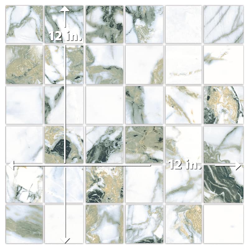 Merola Tile Touche 2" Square Jade 11-3/4" x 11-3/4" Porcelain Mosaic Floor and Wall Tile - (1 Tile)