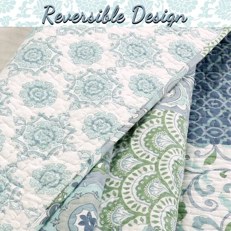 Porch & Den Lehman Cotton Blue Quilt Bedding Set