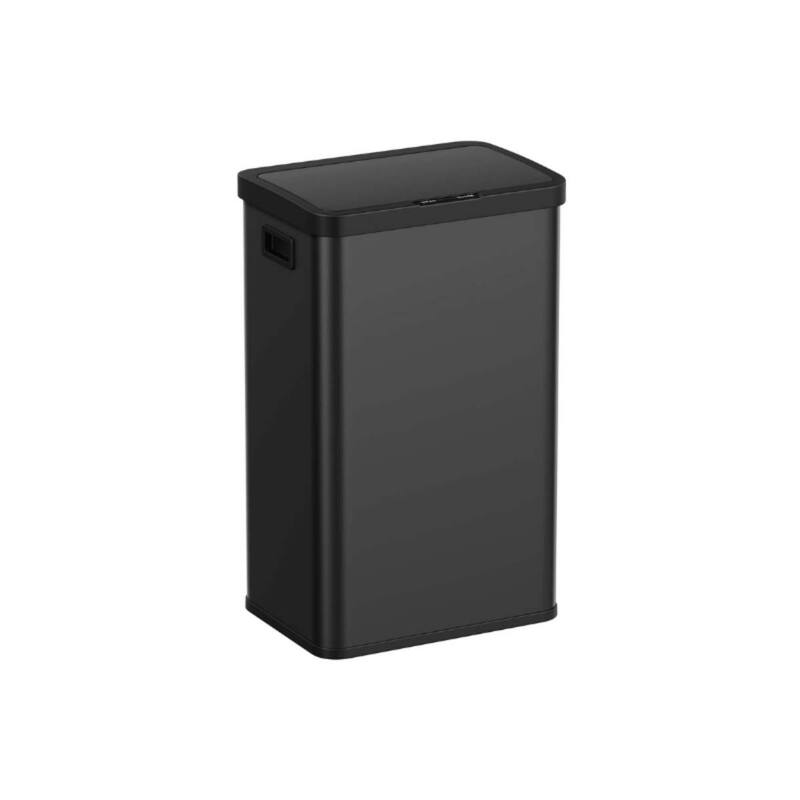 Touchless 18-Gallon Trash Can with Motion Sensor, Quiet Soft-Close - Ink Black