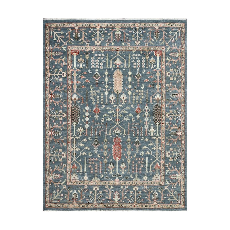 LoomBloom Slate Hand Knotted Traditional Oushak 100% Wool Area Rug - 8' 9'' x 11' 9''